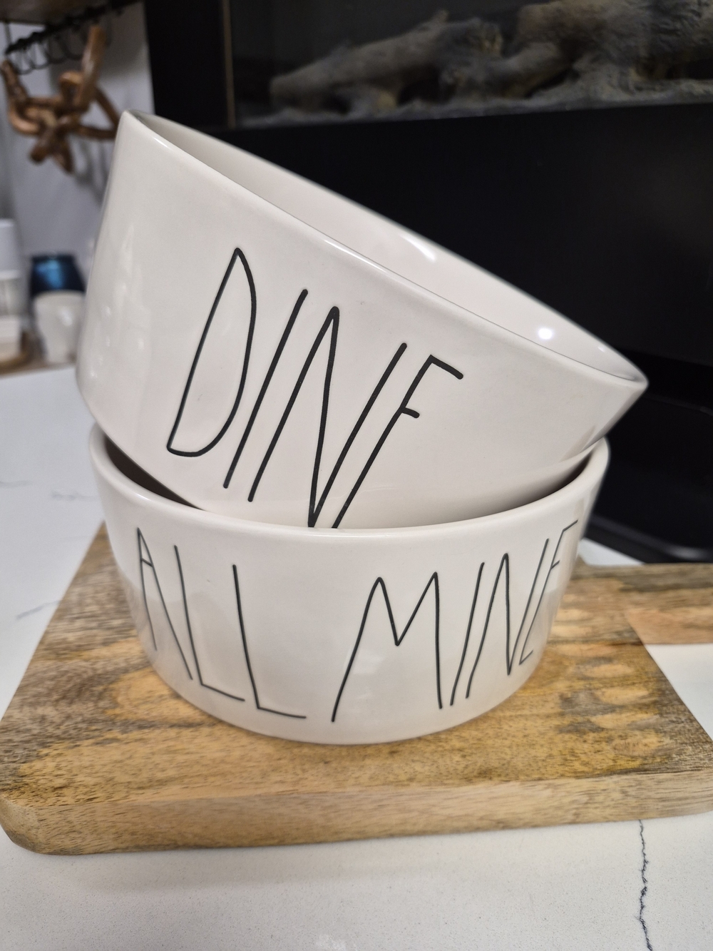 Rae Dunn White Ceramic 'DINE' & 'ALL MINE' Bowls
